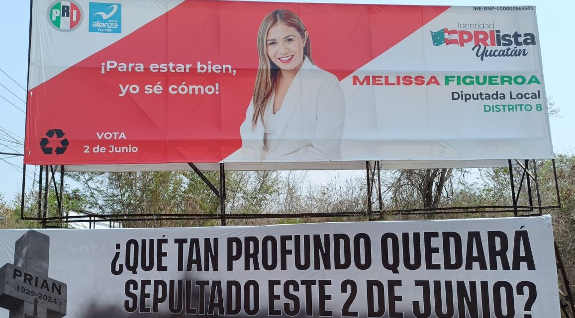 Manta ‘estilo narco’ para intimidar a candidata y a yucatecos, dice PRI