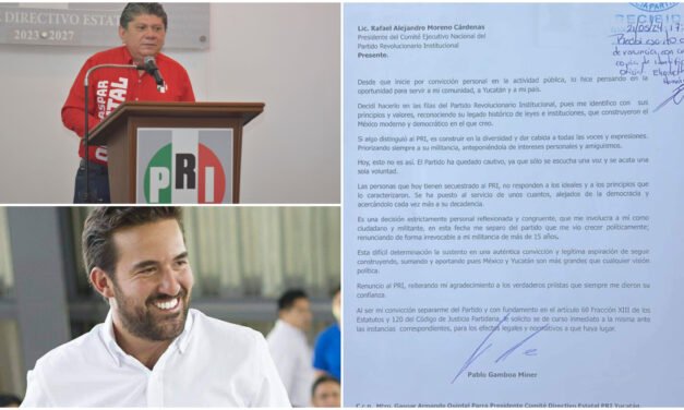 Adiós del PRI a Pablo Gamboa Miner: «lastre y junior de mafia del poder»