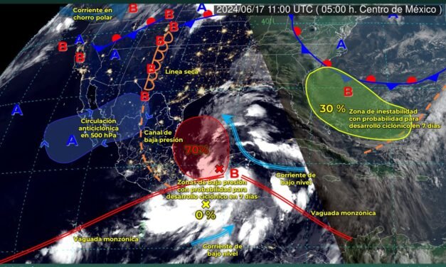 Amplia zona de mal tiempo rodea a la península de Yucatán