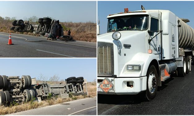 Volcadura con 31 mil litros de diesel en la federal Mérida a Cancún