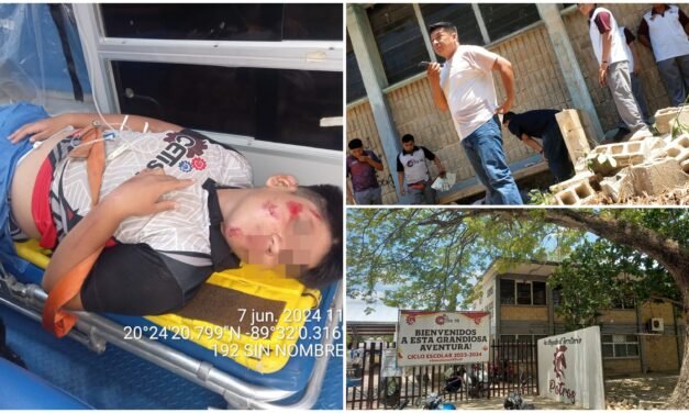 Cae muro de bloques y deja severas lesiones a alumno de Cetis en Ticul