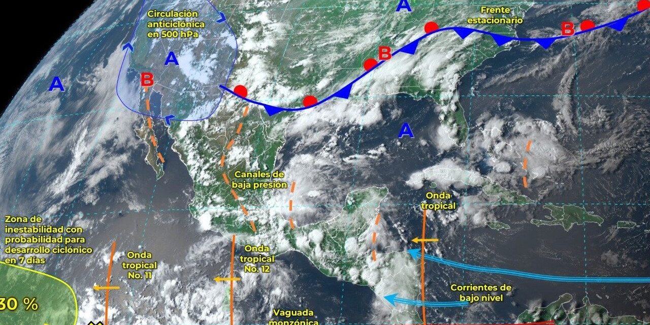 Onda tropical en ruta llegaría miércoles a península de Yucatán