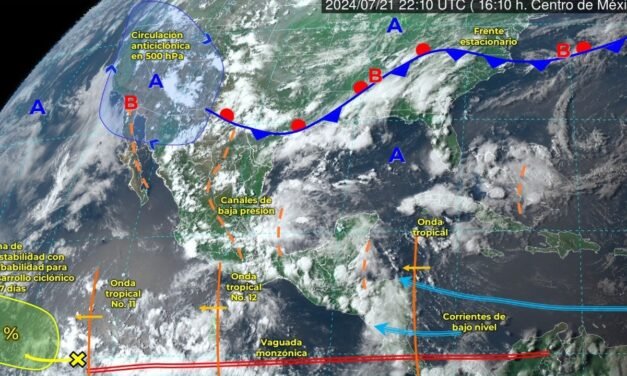 Onda tropical en ruta llegaría miércoles a península de Yucatán