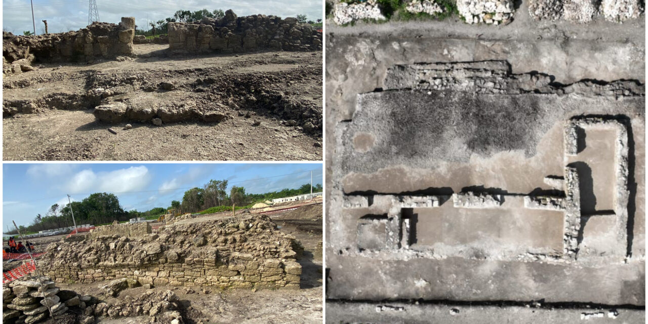 Cinco estructuras mayas camino a estación de zona arqueológica Kohunlich