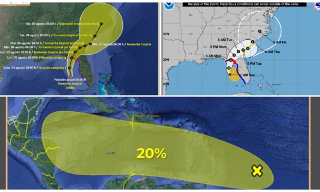 A punto de evolucionar a huracán, «Debby» sigue con ruta a Florida