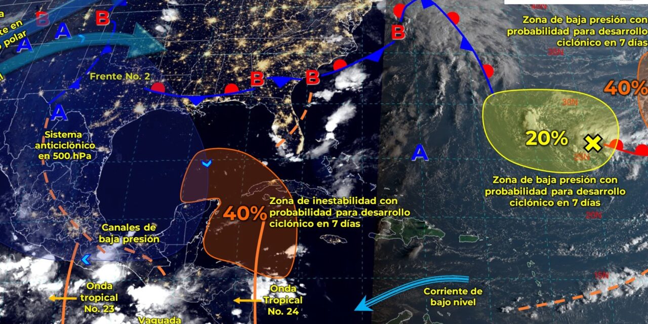 Sube pronóstico de baja presión cerca de la península de Yucatán