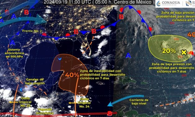 Sube pronóstico de baja presión cerca de la península de Yucatán