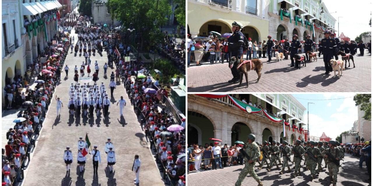 Desfile cívico-militar de Independencia en Mérida: de 1 hora 20 minutos