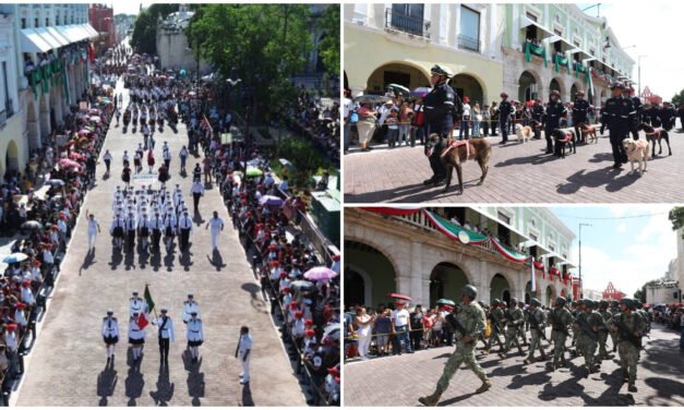 Desfile cívico-militar de Independencia en Mérida: de 1 hora 20 minutos