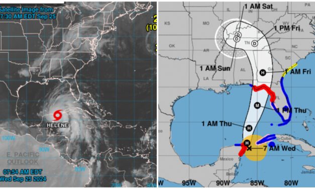 ‘Helene’ muy cerca de Cancún con rumbo al canal de Yucatán