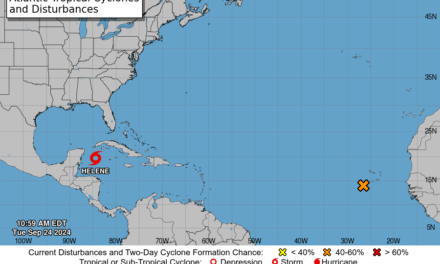 Tormenta tropical ‘Helene’ al este-sureste de Cozumel, Quintana Roo