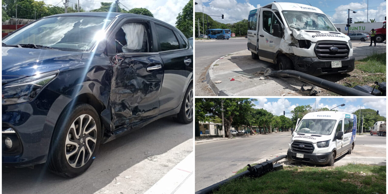 Se atraviesa auto y golpea ambulancia de traslado de Santa Elena