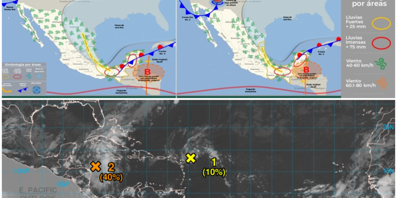 Sube potencial de desarrollo ciclónico al sureste del caribe mexicano