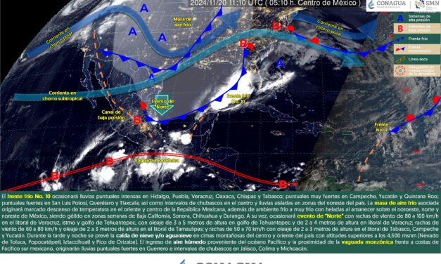 Llega frente frío la tarde de este miércoles con “norte” moderado