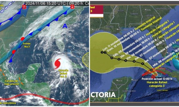Huracán «Rafael» pasaría a unos 300 kilómetros de península Yucatán