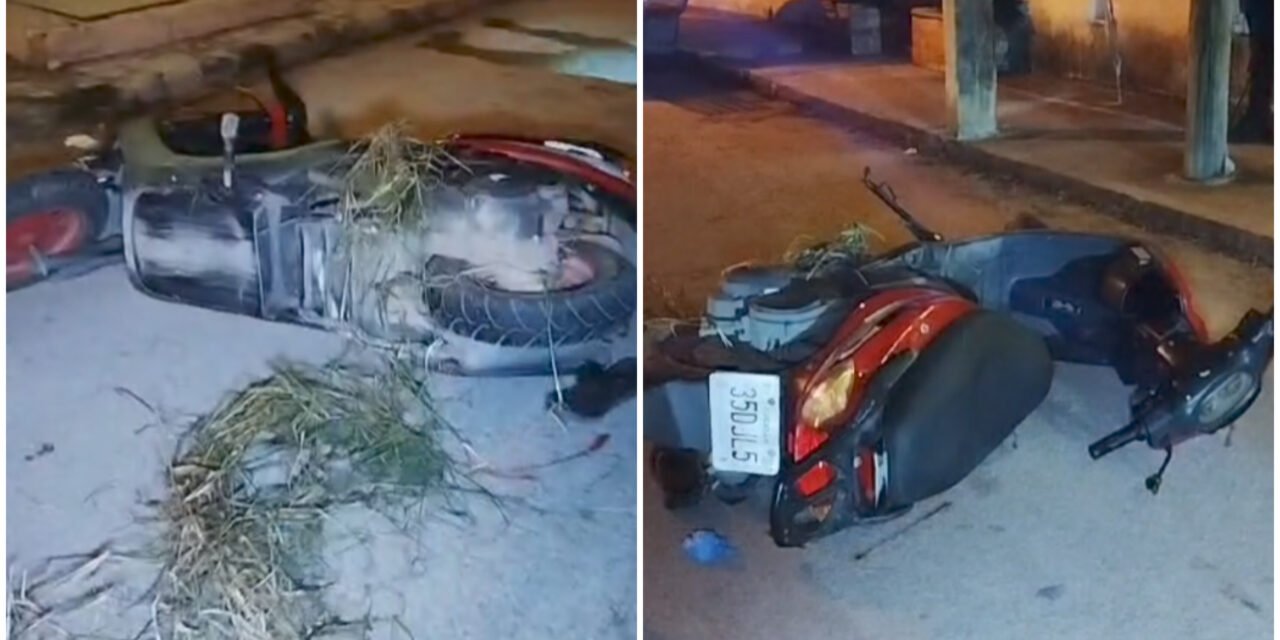 Motociclista en fuga: ella cae, él regresa; huyen y después derrapan