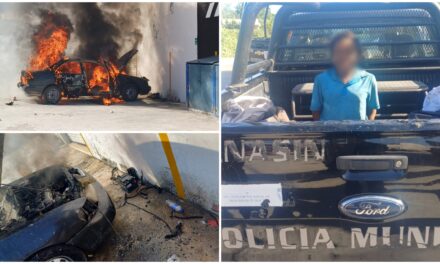 Kanasín: Intenta robar batería, provoca incendio y quema auto