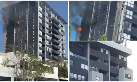 Sorprende incendio en edificio de departamentos al norte de Mérida