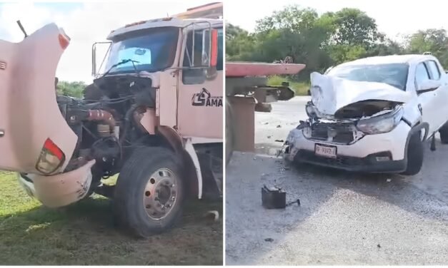 Dos lesionados, uno prensado, en la Mérida – Motul, tramo Conkal