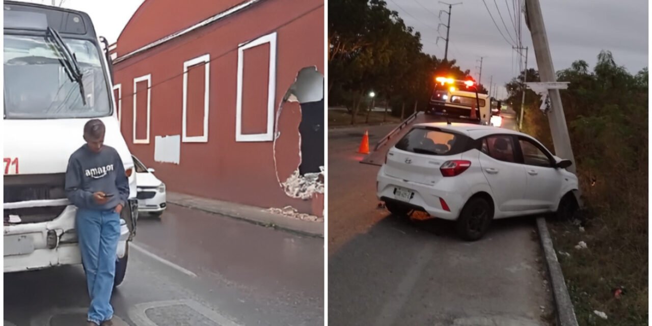 Pavimento mojado y choques en centro de Mérida y Ciudad Caucel