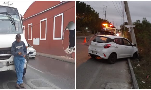 Pavimento mojado y choques en centro de Mérida y Ciudad Caucel