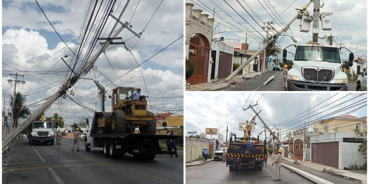 Enredadera de cables y grúa en Brisas del Norte, Mérida