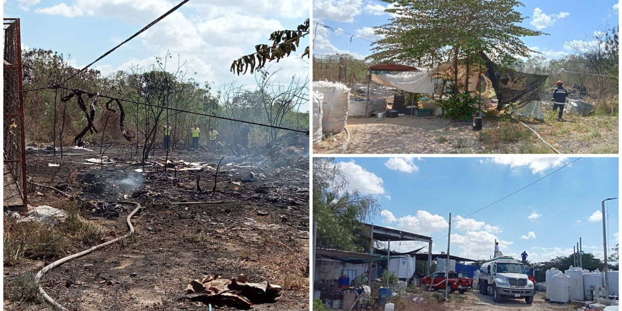 Mucho sol: Se quema bodega de plásticos abandonada en Susulá