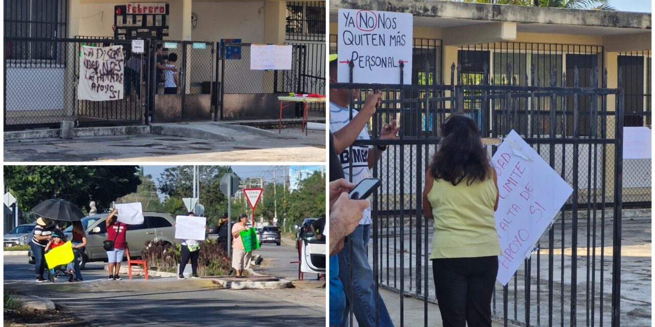Dejan CAM en Mérida con escaso personal; protestan madres y tutores