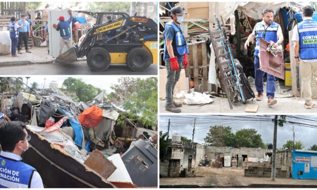 Retiran 16 toneladas de residuos sólidos de dos predios en la colonia Xoclán.
