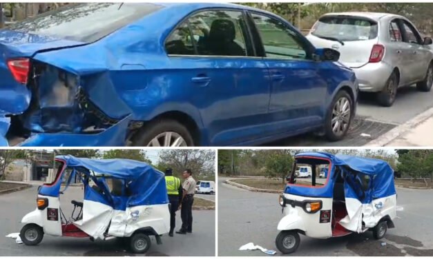 Chocan en Ciudad Caucel, buscan arreglo y se les estampa mototaxi