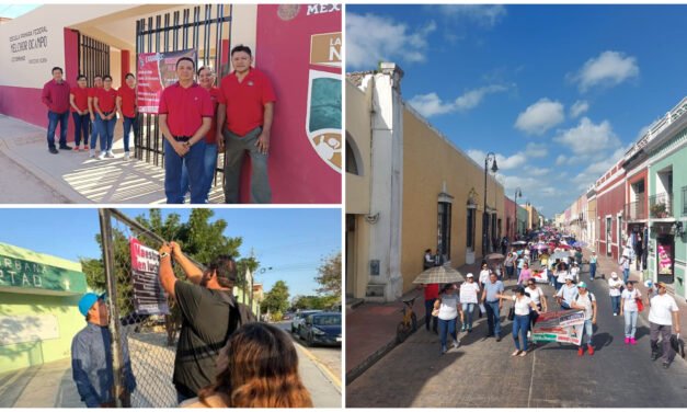 Protestan docentes en Yucatán con marchas y paro de «brazos caídos»