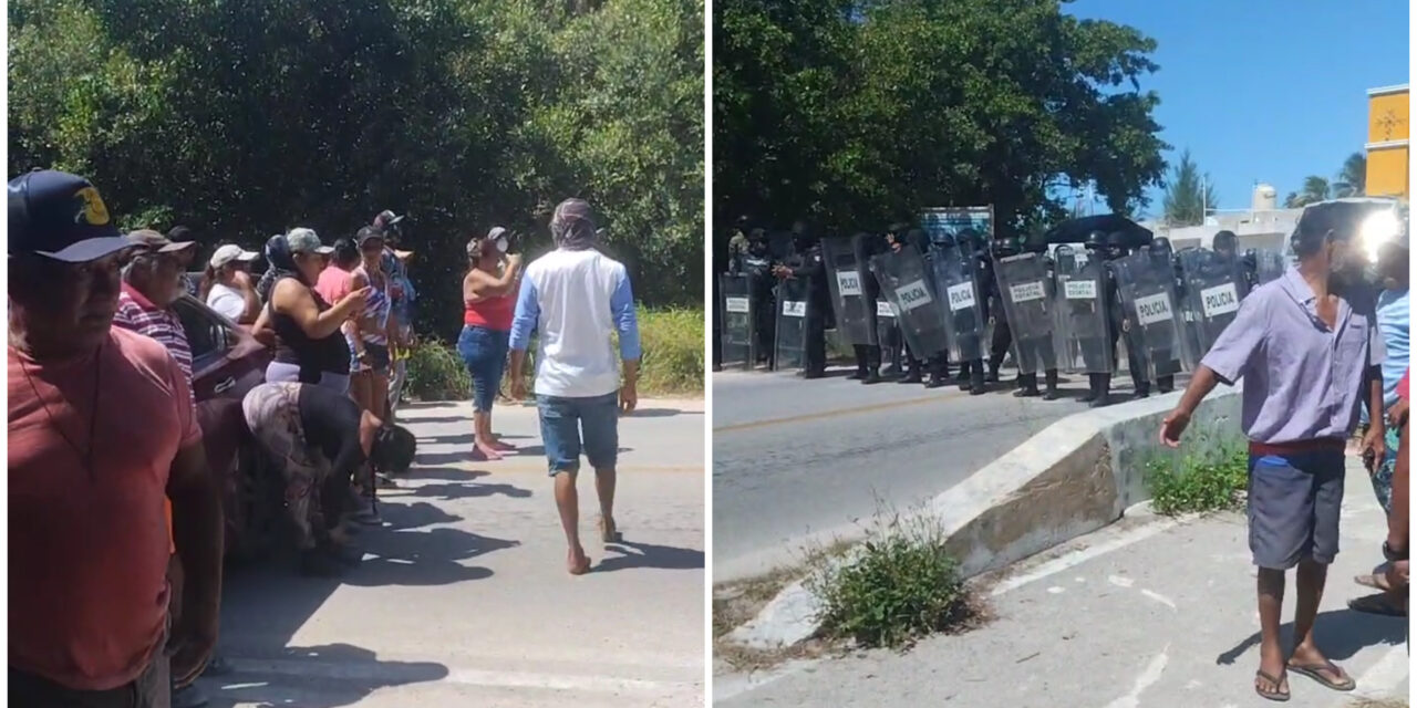 Sube tensión en Sisal: Denunciados de “ecocidio” chocan con policías