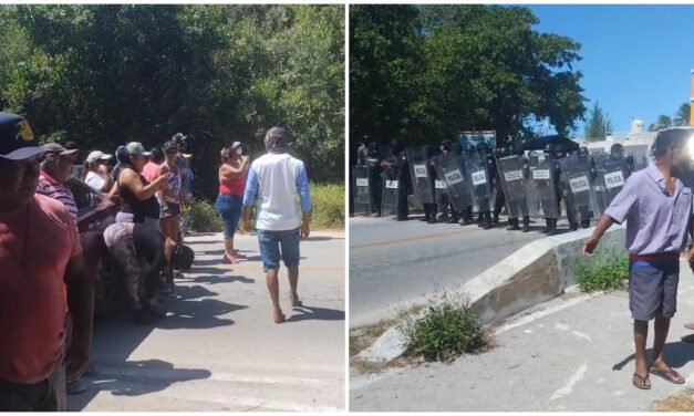Sube tensión en Sisal: Denunciados de «ecocidio» chocan con policías