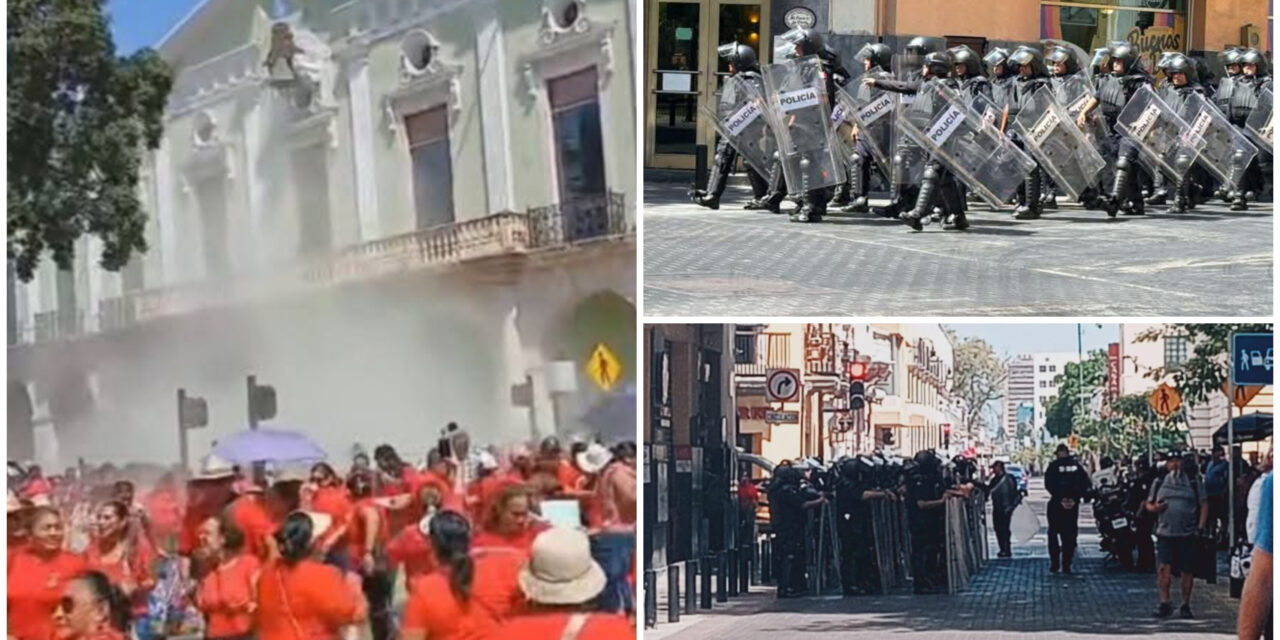 Corren a maestros en la entrada a Palacio de Gobierno Yucatán
