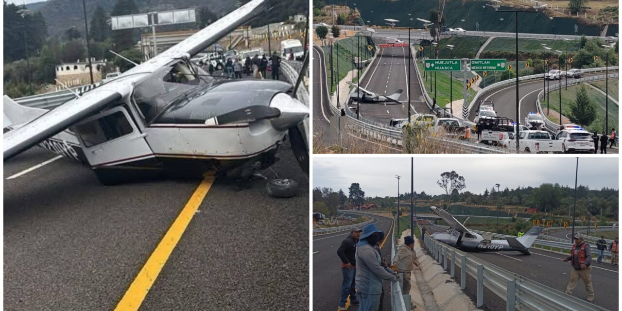 Aterrizaje forzoso de avioneta en Real del Monte-Huasca