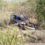 Volcadura en la Mérida – Motul, huye supuesto conductor y luego regresa