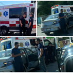 Choque de ambulancia y auto particular en centro histórico de Mérida