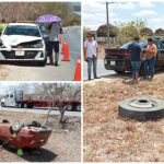 Tráiler pierde llantas que golpean vehículos en periférico sur y uno vuelca