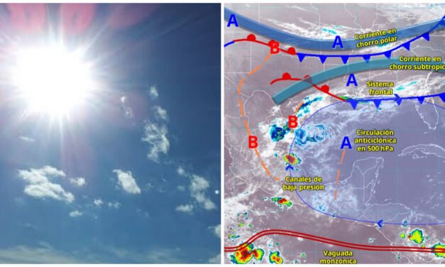 Calor de hasta 43 grados y potencial de chubascos en Yucatán