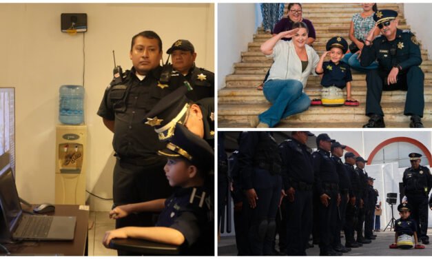 Niño discapacitado cumplió deseo en la Policía Municipal de Mérida