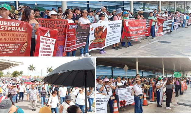 Estrangulan Aeropuerto Internacional de Mérida por más de hora y media