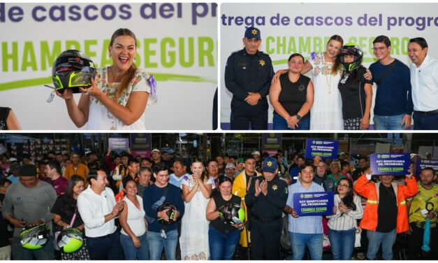 Trabajadores de plataformas digitales reciben cascos certificados