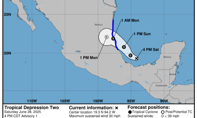 Depresión tropical dos en golfo de México, se despega de península Yucatán