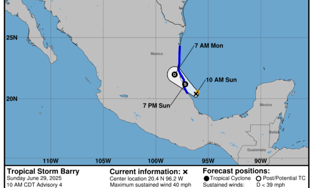 Tormenta tropical “Barry”, en alejamiento de península Yucatán