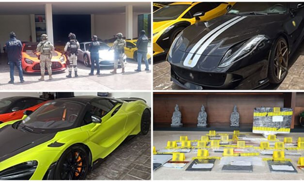 Hallan colección de autos lujosos en cateo en residencia de Temozón Norte