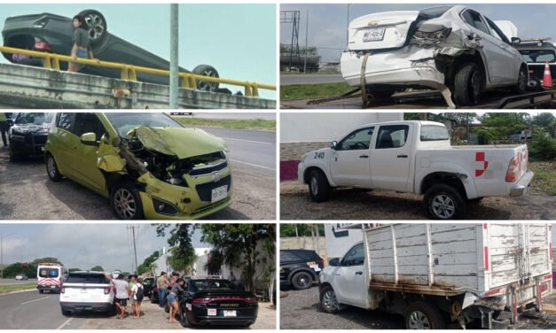 Nadie supo cómo comenzó: choques uno tras otro en periférico Mérida