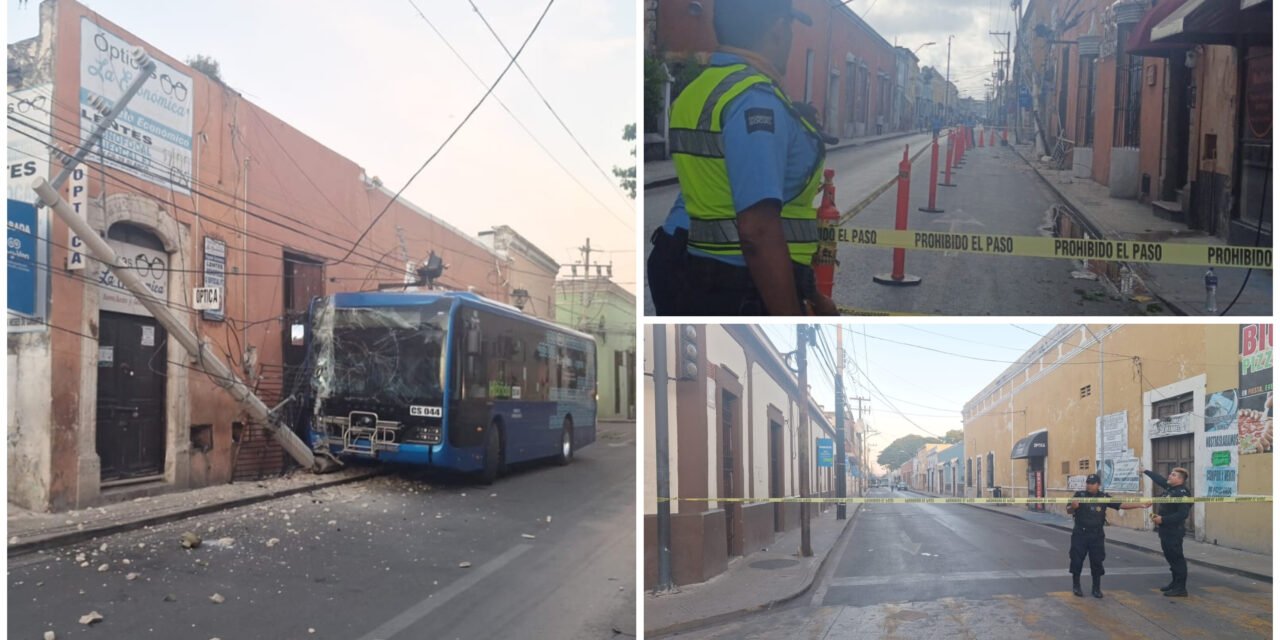 ¿Falla mecánica o se durmió el chofer? Va y Ven derriba poste
