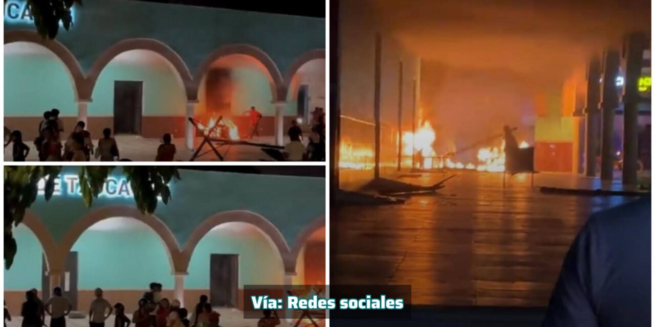 Queman Palacio Municipal de Tzucacab por joven muerto