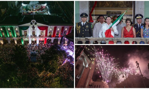 Una Plaza Grande llena de voces y colores en la noche del Grito