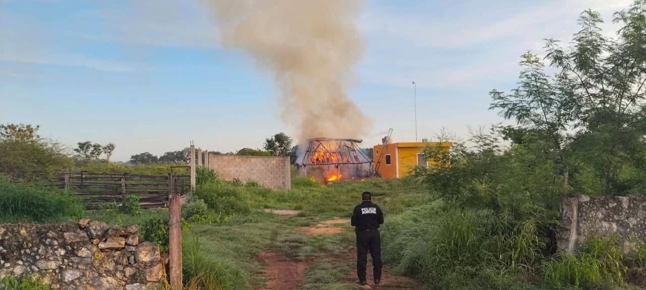 ‘Queman’ otra vez predio de Warnel May Escobar en Izamal
